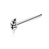 Leafy Shaped Silver Straight Nose Stud NSKA-365